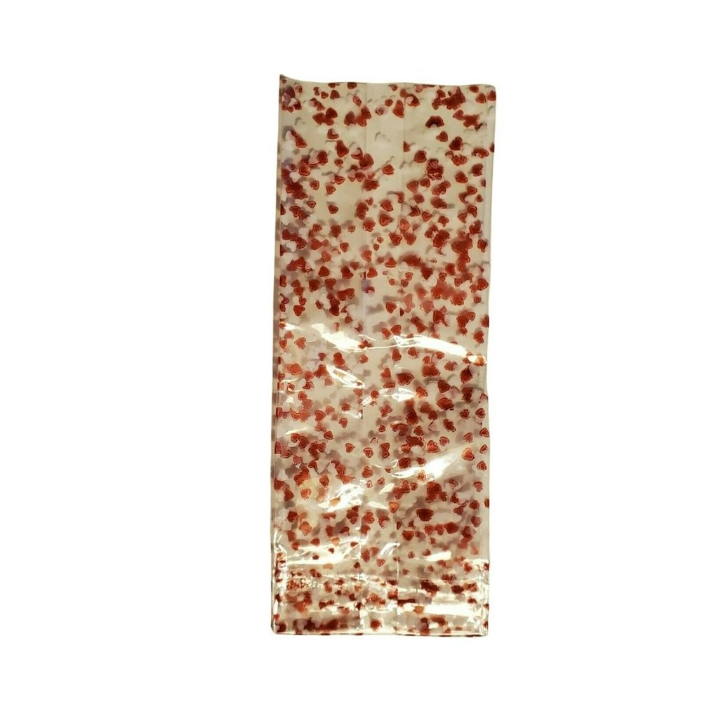 94 Clear Red White heart Print  CELLO Bags 2.5 x 2.5 x 6"